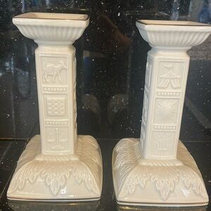 Lenox White Candle Holders with Classical Design